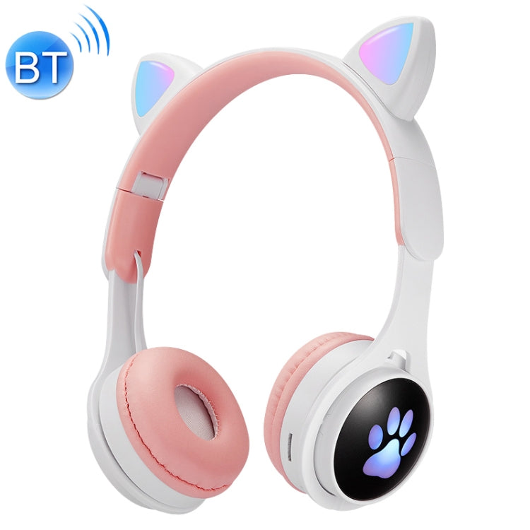 B30 Cat PAW GAT EARS Casque Bluetooth Lumineux Lumineux Coloré avec Fente pour Carte TF Jack 3,5 mm (Blanc)