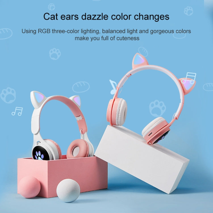 B30 gato PAW GAT EARS Colorido Luminoso Luminoso Bluetooth Auriculares Bluetooth con 3.5 mm Jack TF Tarjeta Slot (Rosa)