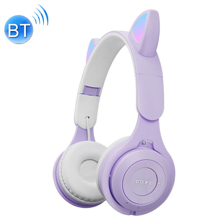 M6 Luminous Two-color Foldable Bluetooth Headphones with 3.5mm Jack TF Card Slot (Purple)