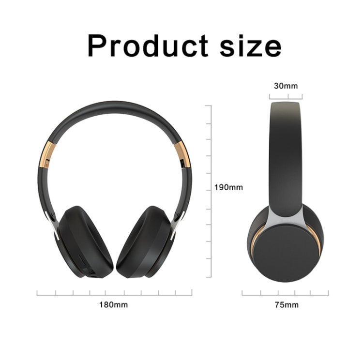 Computer Games Foldable Sports Wireless Bluetooth V5.0 Headphones with Microphone (Black)