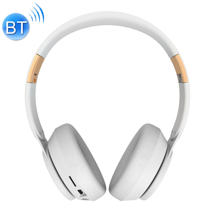 Computer Games Foldable Sports Wireless Bluetooth V5.0 Headphones with Microphone (White)