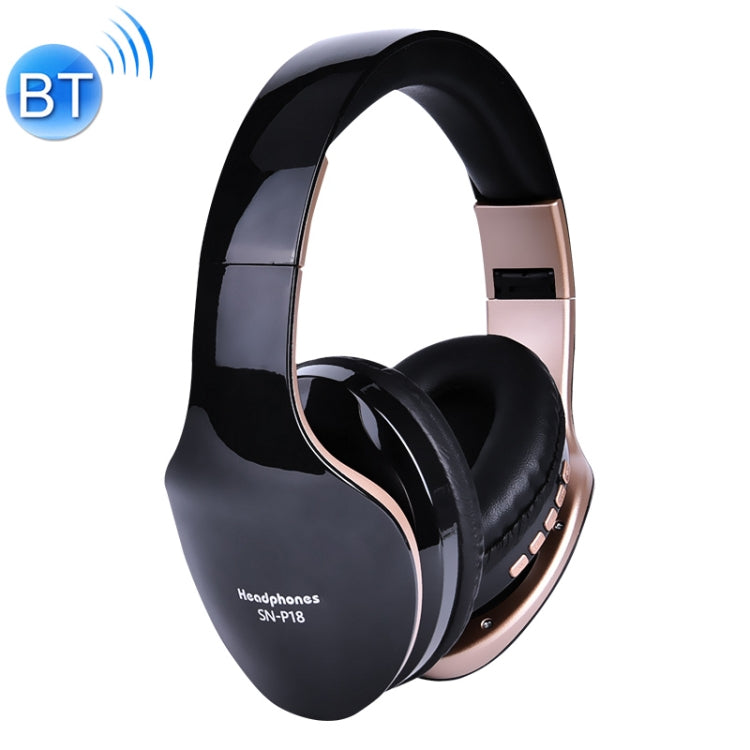 SN-P18 Foldable Wireless Bluetooth 4.0 Headphones with Microphone Support TF Card (Black)