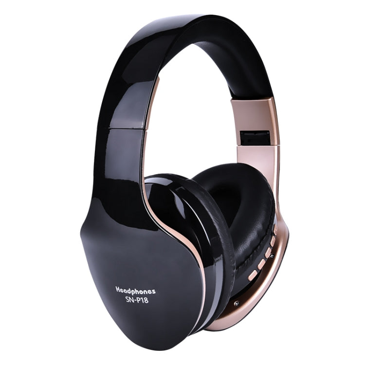 SN-P18 Foldable Wireless Bluetooth 4.0 Headphones with Microphone Support TF Card (Black)