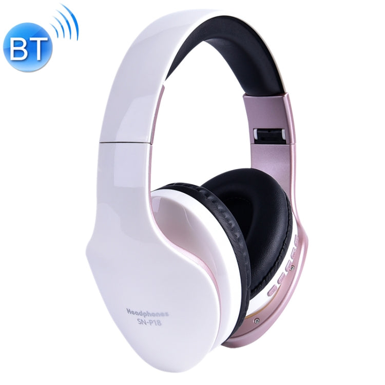 SN-P18 Foldable Wireless Bluetooth 4.0 Headphones with Microphone Support TF Card (White)