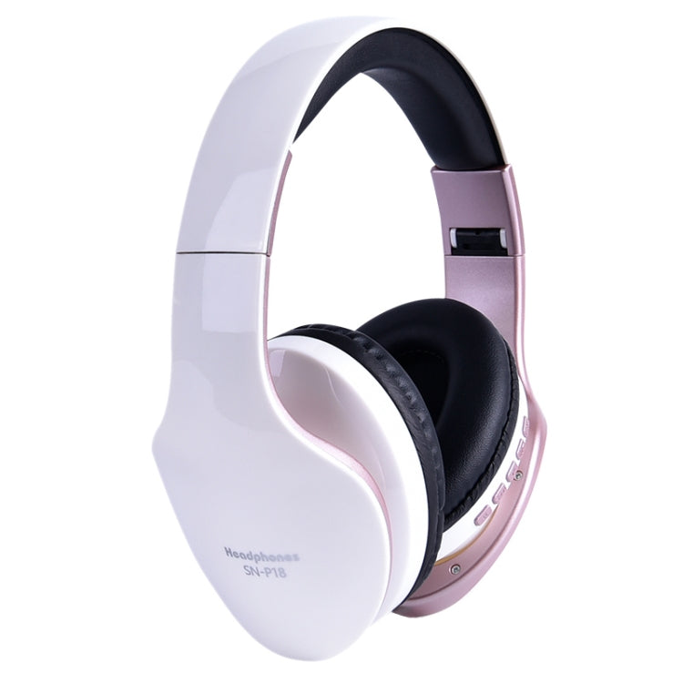 SN-P18 Foldable Wireless Bluetooth 4.0 Headphones with Microphone Support TF Card (White)
