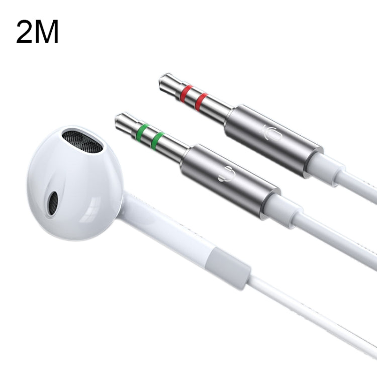 Langsdom V6 3.5 mm de Doble Enchufe Auricular con Micrófono longitud: 2m (Blanco)