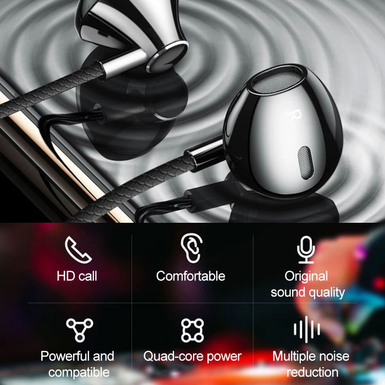 Lenovo HF140 Original Sound Casque de contrôle filaire intra-auriculaire à suppression de bruit de haute qualité (Noir)