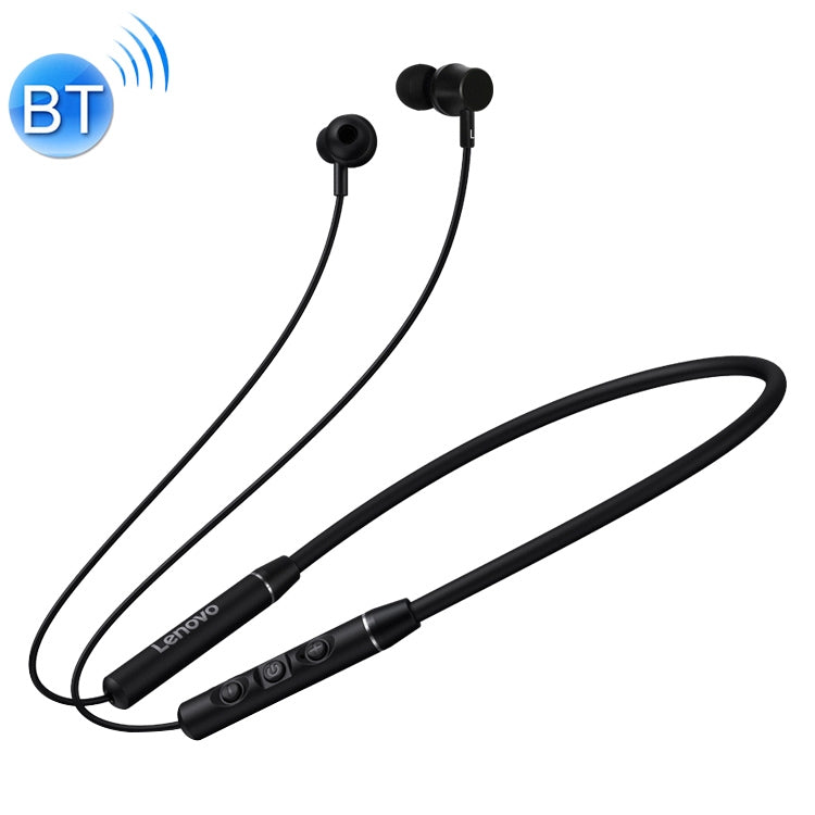 Original Lenovo QE03 Neck-Mounted Bluetooth 5.0 Wireless Sports Headphones with Magnetic and Wire Control Function (Black)