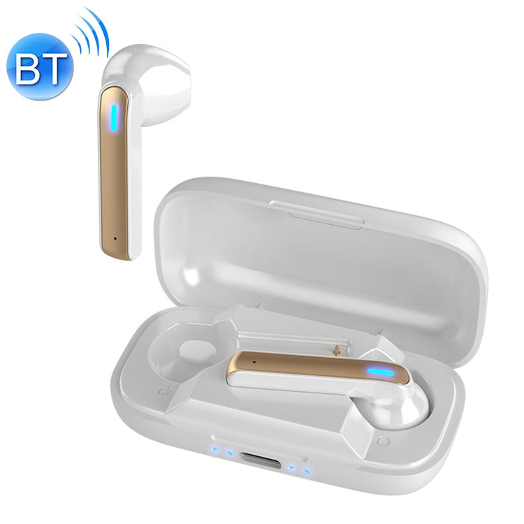 Auricular Bluetooth BQ02 TWS SEMI-IN-EAR con la caja de Carga y la luz indicadora admite llamadas HD y asistente de voz Inteligente (Blanco)