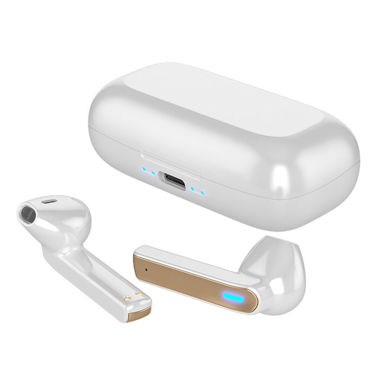 Auricular Bluetooth BQ02 TWS SEMI-IN-EAR con la caja de Carga y la luz indicadora admite llamadas HD y asistente de voz Inteligente (Blanco)