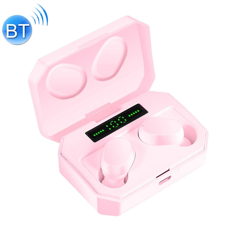DT-14 Wireless Bluetooth Headphones with Two Ears Supporting Magnetic Touch and Smart Charging and Automatic Power-On Pairing (Pink)