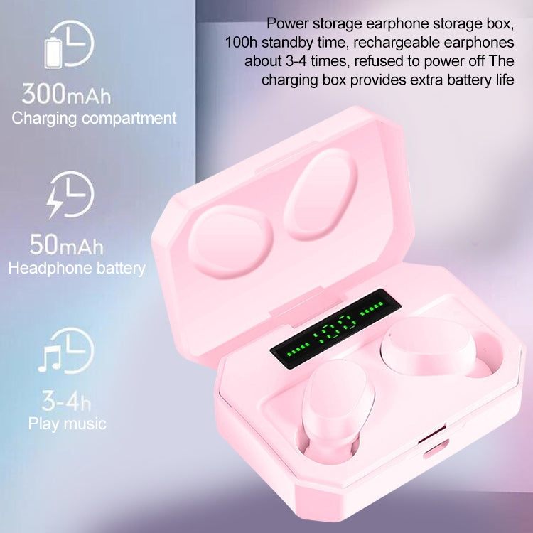 DT-14 Wireless Bluetooth Headphones with Two Ears Supporting Magnetic Touch and Smart Charging and Automatic Power-On Pairing (Pink)