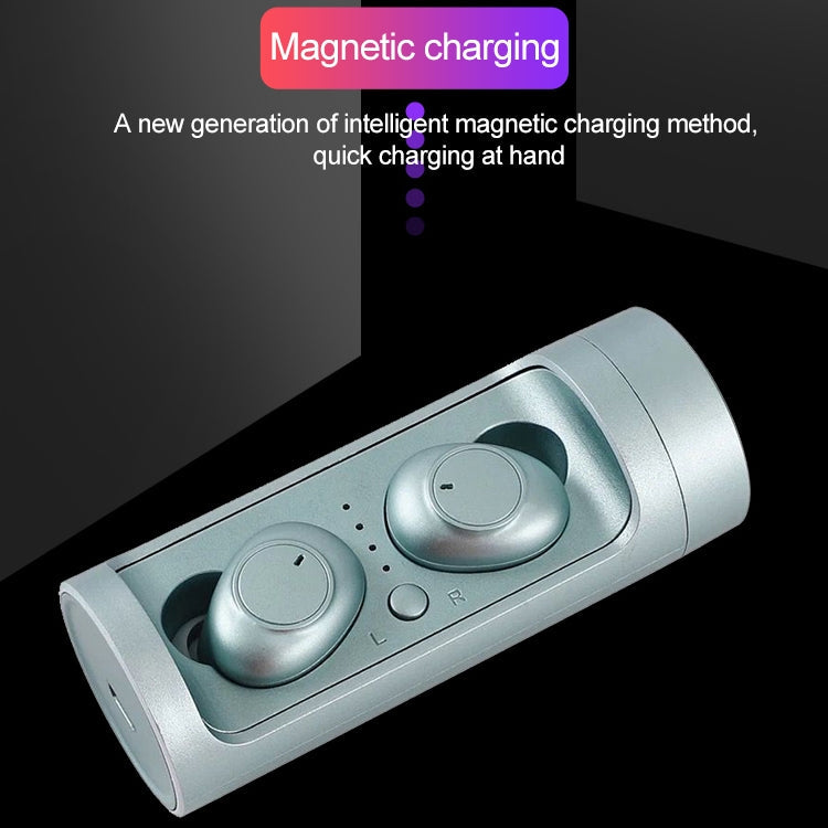 DT-15 Auriculares Inalámbricos Bluetooth con dos Oídos compatibles con Carga Magnética táctil e Inteligente y emparejamiento automático de encendido (Negro)