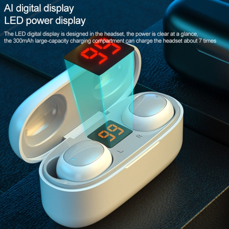 WK V5 TWS 9D Stereo Sound Effects Bluetooth 5.0 Touch Wireless Bluetooth Earphone with LED Display Power and Charging Box Support Calls (Black)