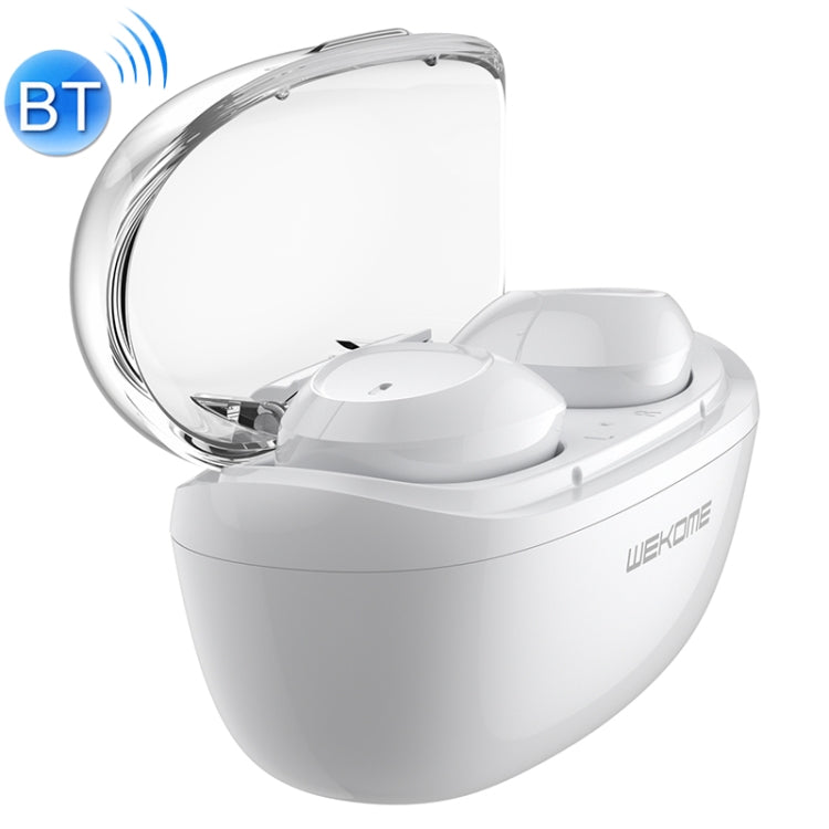 WK V25 TWS Bluetooth 5.0 Touch Wireless Bluetooth Earphone with Memory Connection and Charging Box Supports HD Calls and Siri (White)
