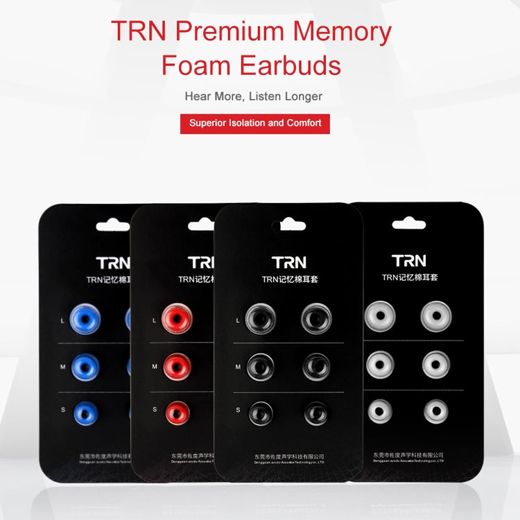 TRN Earphone Silicone Memory Foam Tapón para los Oídos (Negro)