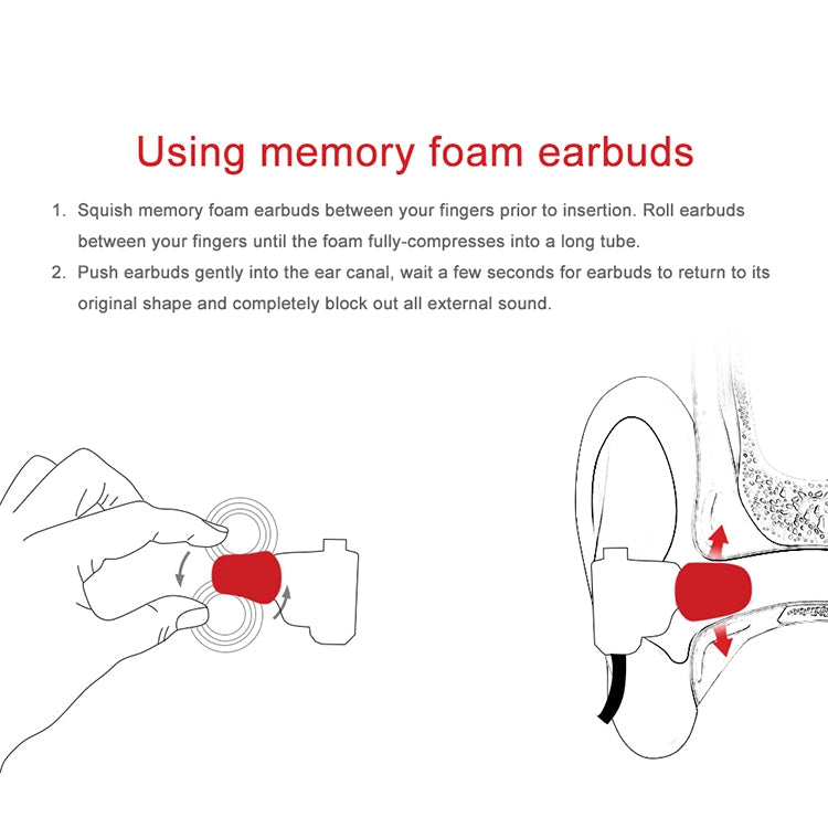 TRN Earphone Silicone Memory Foam Tapón para los Oídos (Rojo)