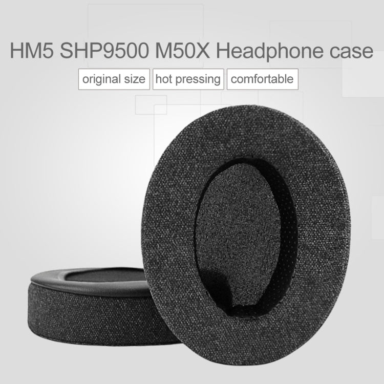 Oval Leather Beveled Headphone Protective Cases for Brainwavz HM5 / Philip SHP9500 (Black)