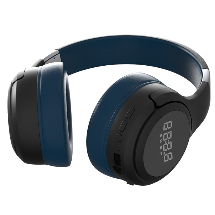ZEALOT B28 Stereo Bluetooth Music Headphones with Foldable Headband with Screen (Black Blue)