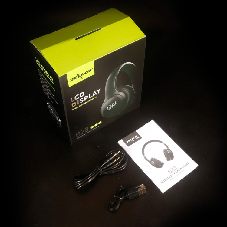 ZEALOT B28 Stereo Bluetooth Music Headphones with Foldable Headband with Screen (Black Blue)