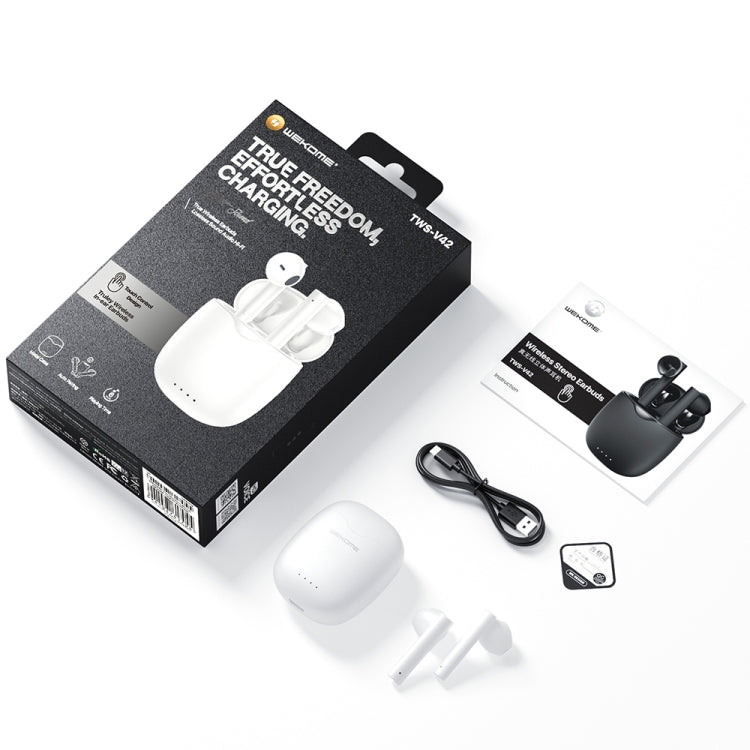 WK V42 TRUE SEMI-IN-ORE BLUETOOTH EARPHONES INTEGRATED WITH CHARGING COMPARTMENT (Black)
