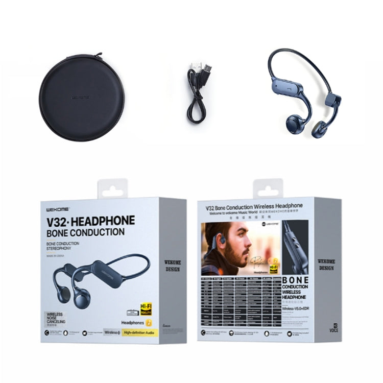 WK V32 Bone Driving Bluetooth 5.0 Earphone No In-Ear Sports Waterproof Headset (Blue)