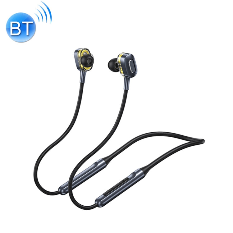 WK V43 Bluetooth 5.0 Dual Motion Dual Coil Neck Bluetooth Headset (Black)