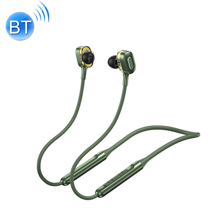 WK V43 Bluetooth 5.0 Dual Motion Dual Coil Neck Bluetooth Headset (Green)