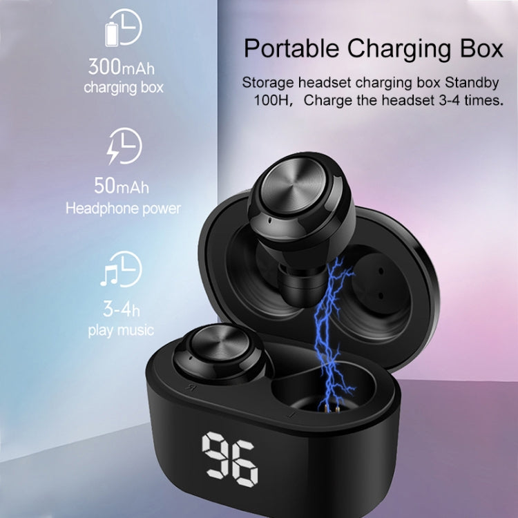 A6 Bluetooth 5.0 Auricular Bluetooth Inalámbrico verdadero con caja de Carga (Negro)