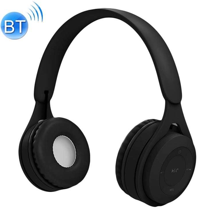 Auriculares Bluetooth Macaron con calidad de Sonido de alta fidelidad Y08 compatible con llamadas y Tarjeta TF y AUX de 3.5 mm (Negro)