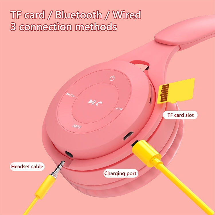 Auriculares Bluetooth Macaron con calidad de Sonido de alta fidelidad Y08 compatible con llamadas y Tarjeta TF y AUX de 3.5 mm (Rosa)