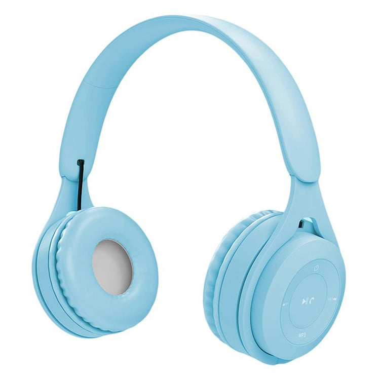 Auriculares Bluetooth Macaron con calidad de Sonido de alta fidelidad Y08 compatible con llamadas y Tarjeta TF y AUX de 3.5 mm (Azul)