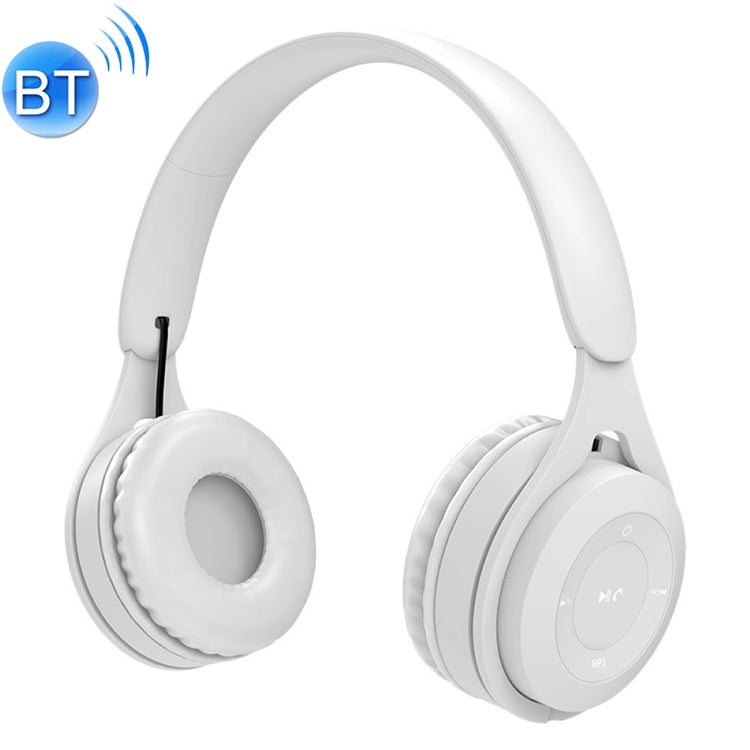 Macaron Bluetooth Headphones with HiFi Sound Quality Y08 Support Calls and TF Card and 3.5mm AUX (White)