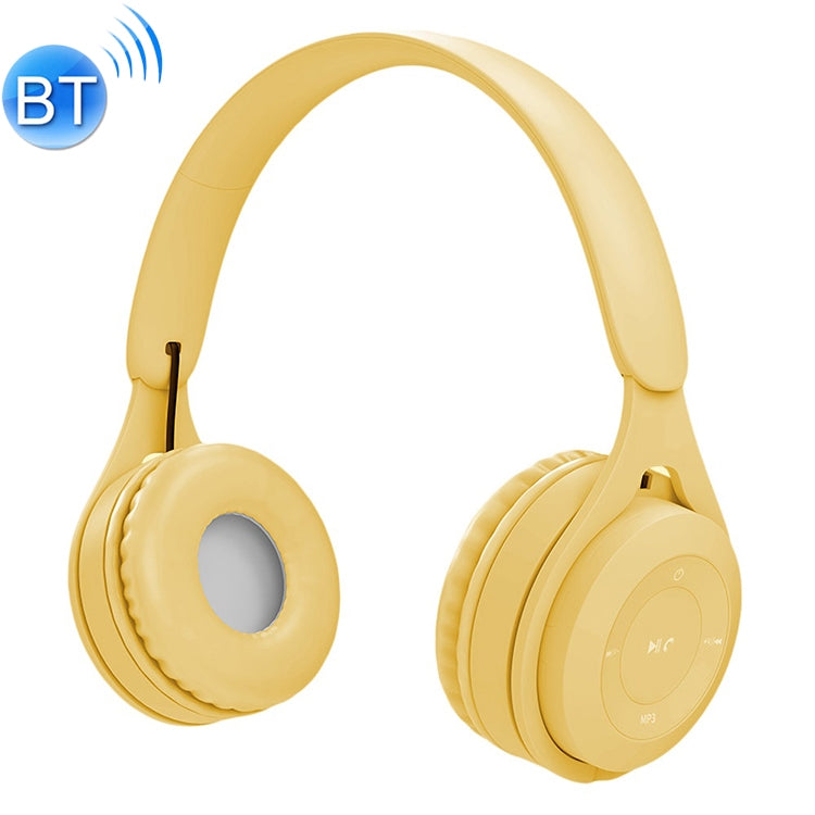 Y08 HiFi Sound Quality Macaron Bluetooth Headphones Support Calls and TF Card and 3.5mm AUX (Yellow)
