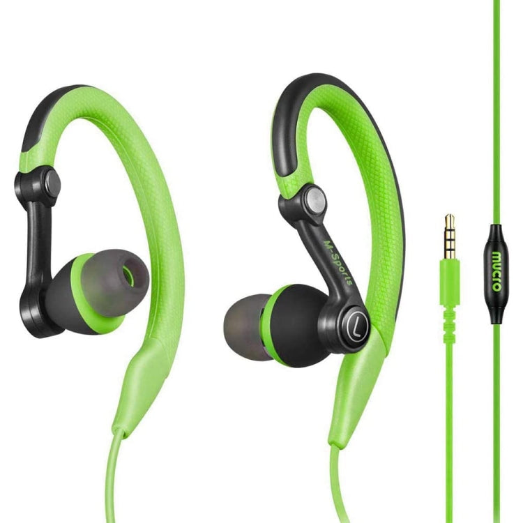 Mucro MB-232 Running in Ear Sport Earhook Wired Stereo Headphones for Gym Jogging (Green)