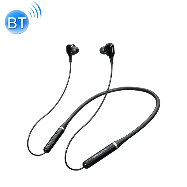 Original Lenovo XE66 Noise Reduction Intelligent 8D Subwoofer Magnetic Neckband Sports Bluetooth Earphone Support Hands-free Call (Black)