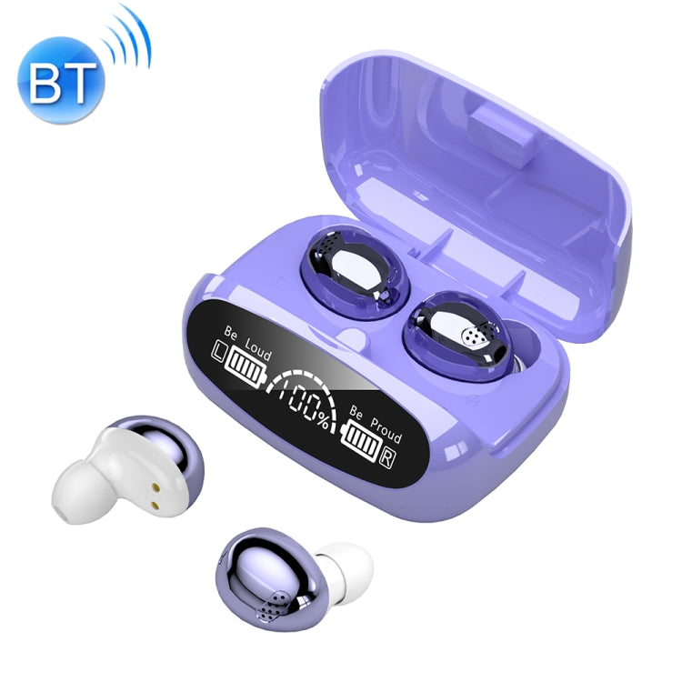 M32 IPX7 Electroplating Mirror Bluetooth Headphones with LED Display and Smart Touch (Purple)