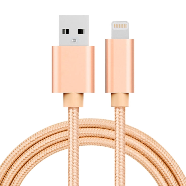 1m 3A Weave Style Metal Head 8 Pin to USB Charger / Data Cable For iPhone XR / iPhone XS MAX / iPhone X &amp; XS / iPhone 8 &amp; 8 Plus / iPhone 7 &amp; 7 Plus / iPhone 6 &amp; 6s &amp; 6 Plus &amp; 6s Plus / iPad (Gold)