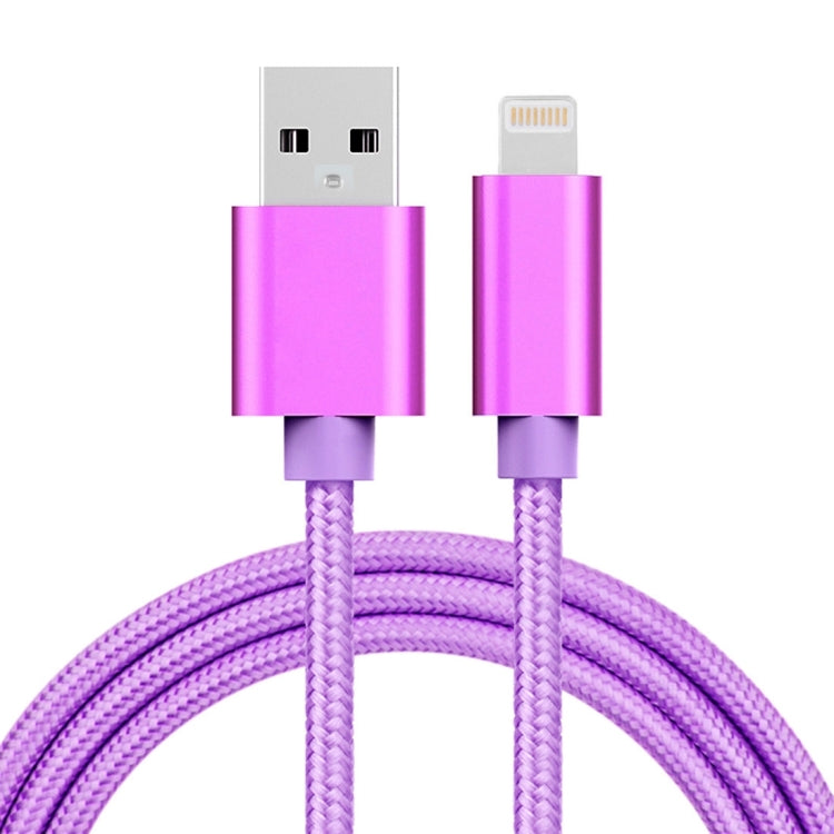 1m 3A Weave Style Metal Head 8 Pin to USB Charger / Data Cable Pour iPhone XR / iPhone XS MAX / iPhone X &amp; XS / iPhone 8 &amp; 8 Plus / iPhone 7 &amp; 7 Plus / iPhone 6 &amp; 6s &amp; 6 Plus &amp; 6s Plus / iPad (violet)
