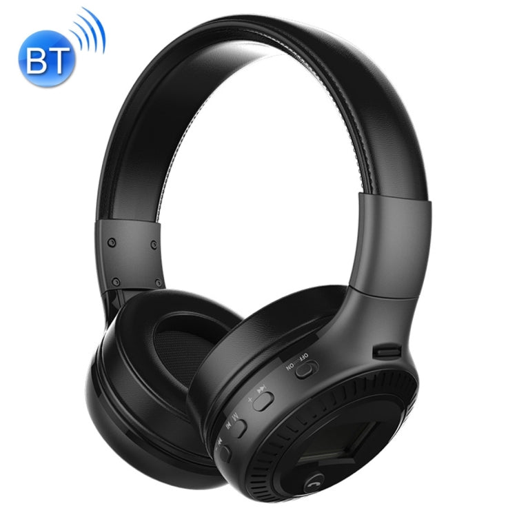 Zelot B19 Stereo Bluetooth Music Headphones with Display for iPhone Galaxy Huawei Xiaomi LG HTC and Other Smart Phones (Black)