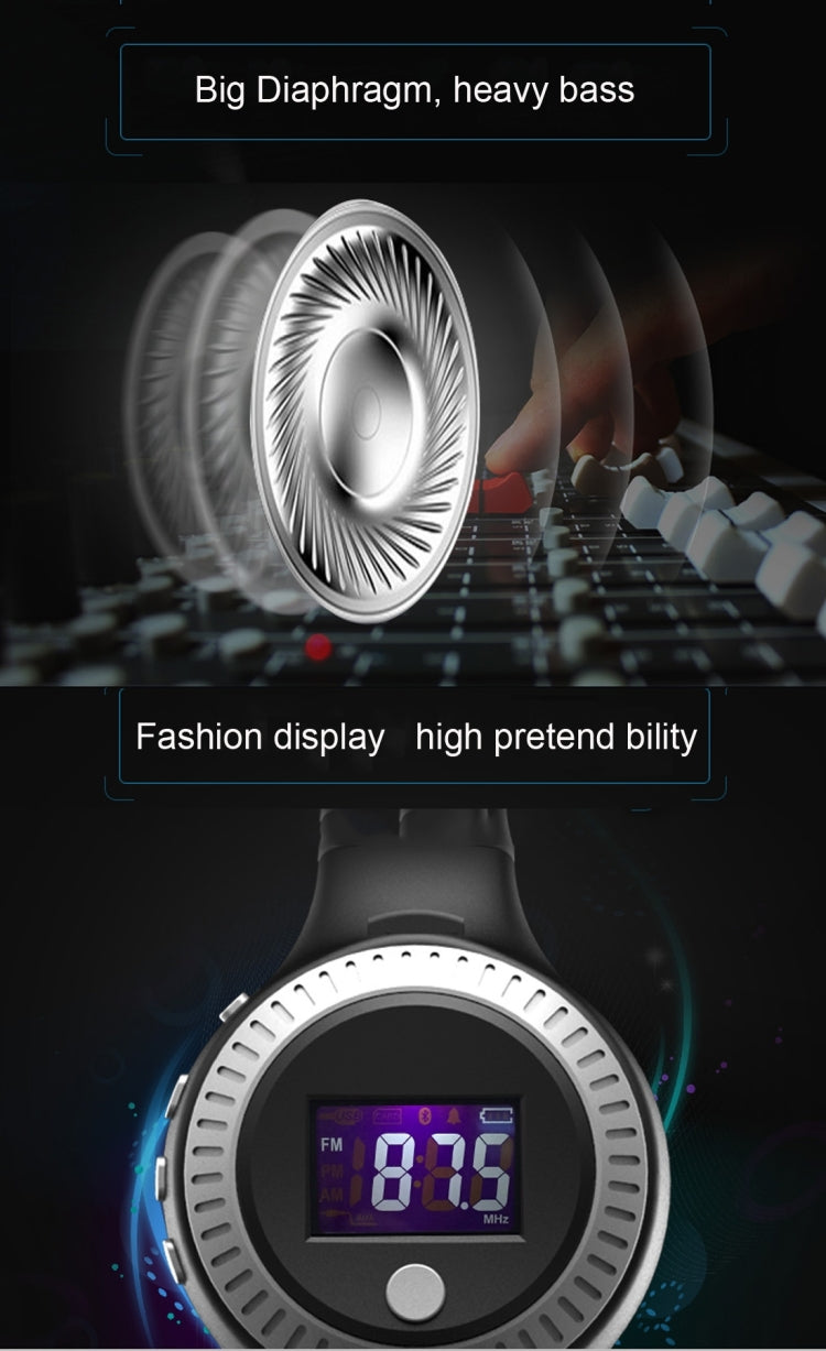 Auriculares de música Stereo Bluetooth de Zelot B19 con Pantalla para iPhone Galaxy Huawei Xiaomi LG HTC y otros Teléfonos Inteligentes (Negro)
