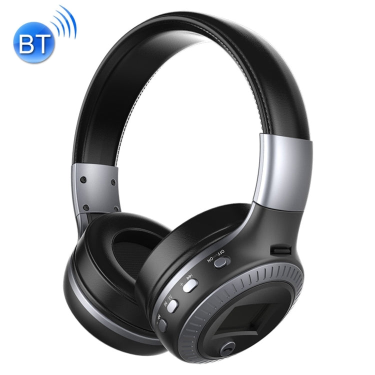 Zelot B19 Stereo Bluetooth Music Headphones with Display for iPhone Galaxy Huawei Xiaomi LG HTC and Other Smart Phones (Grey)