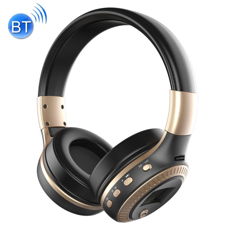 Zealot B19 Stereo Bluetooth Music Headphones with Display for iPhone Galaxy Huawei Xiaomi LG HTC and other Smart Phones (Gold)