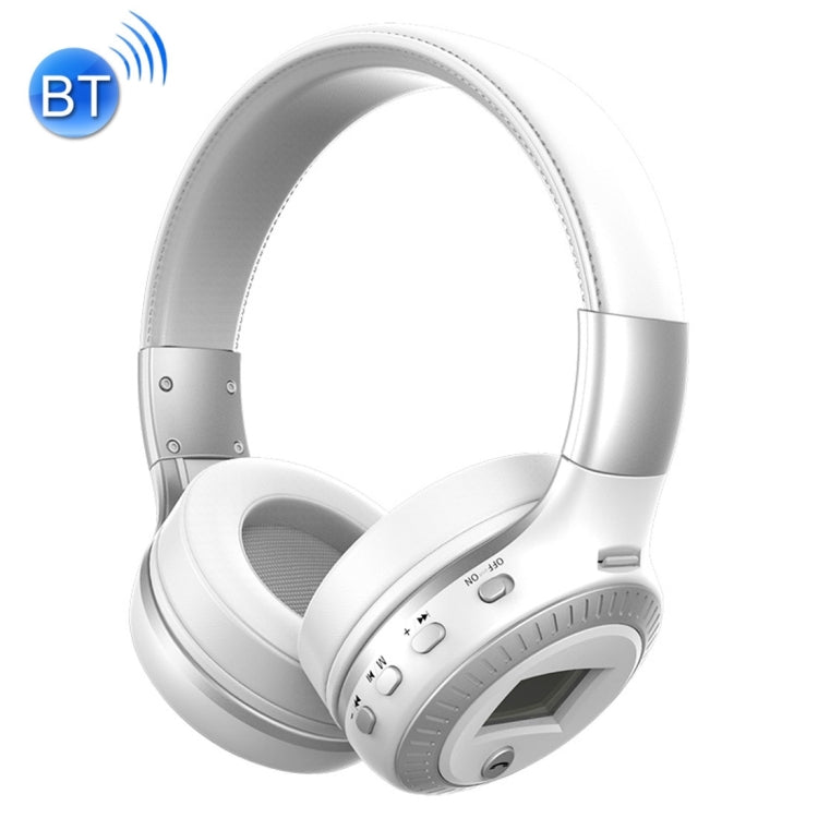 Zelot B19 Casque de musique stéréo Bluetooth avec écran pour iPhone Galaxy Huawei Xiaomi LG HTC et autres téléphones intelligents (Blanc)