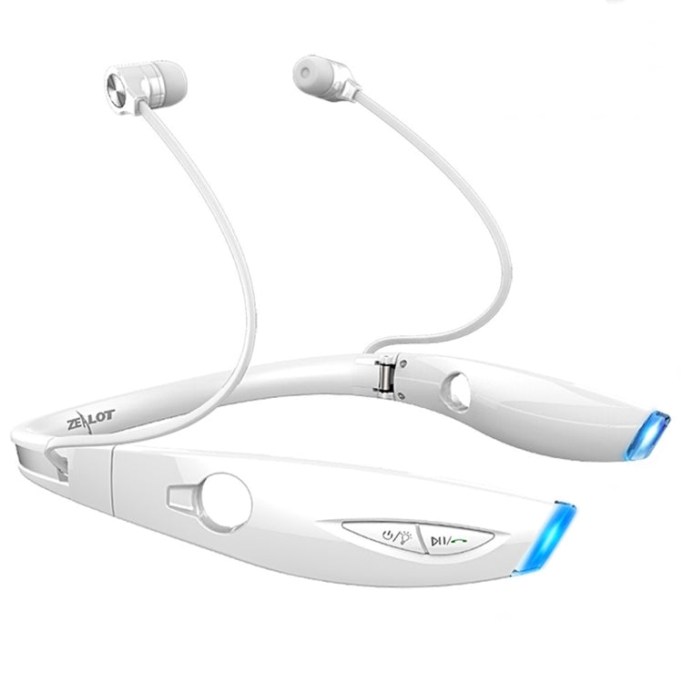 Zelot H1 Bluetooth 4.0 Cancelación de ruido Auriculares de banda de cuello Stereo para iPhone Galaxy Huawei Xiaomi LG HTC y otros Teléfonos Inteligentes (Blanco)