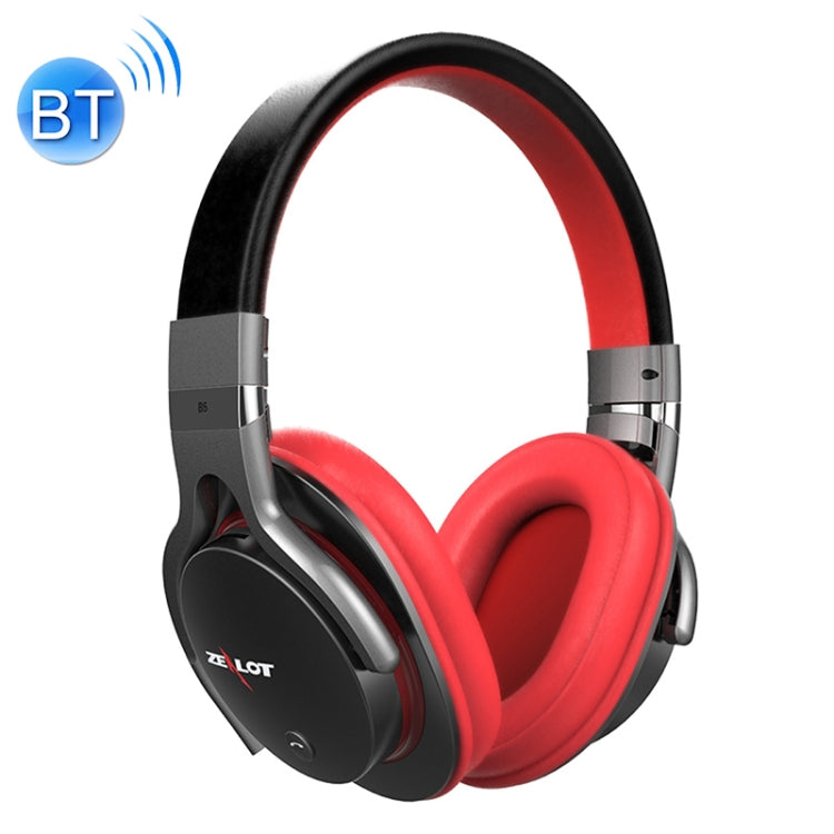 ZEALOT B5 Wireless Bluetooth 4.0 Stereo Headphones Wired Subwoofer Headphones with 40mm Speaker and HD Mic for Mobile Phones Tablets and Laptops Supports Max 32GB TF/SD Card (Red)