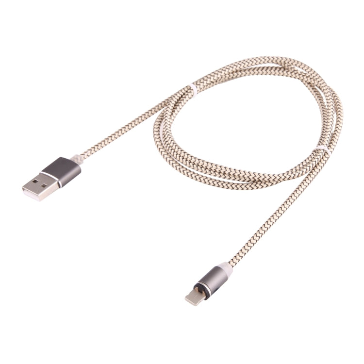 360 Degree Rotation 8 Pin to USB 2.0 Weave Style Magnetic Charging Cable with LED Indicator Cable Length: 1m (Gold)