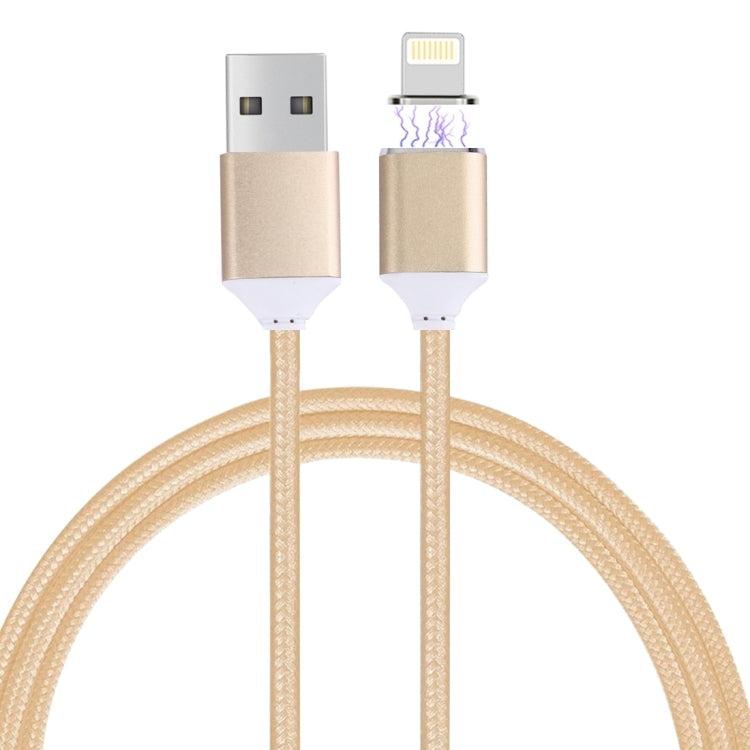 1M Weave Style 2.4A 8 Pin to USB Sync Sync Cable Smart Metal Magnetism Cable (Gold)