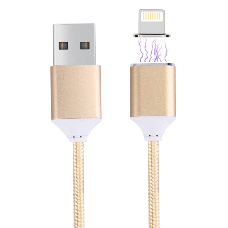 1M Estilo tejido 2.4A 8 Pin a USB Sync Sync Cable Cable de magnetismo de metal Inteligente (Oro)