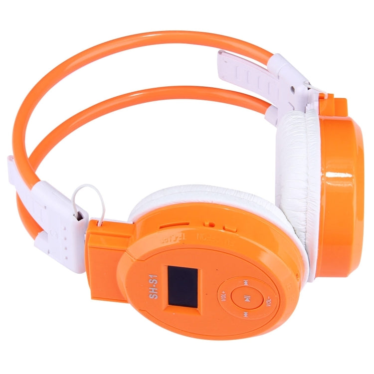 Auriculares Deportivos Inalámbricos HiFi Stereo plegables SH-S1 con Pantalla LCD para mostrar información de pista y Tarjeta SD / TF Para Teléfonos Inteligentes y iPad y Portátiles y Portátiles y MP3 u otros dispositivos de Audio (naranja)